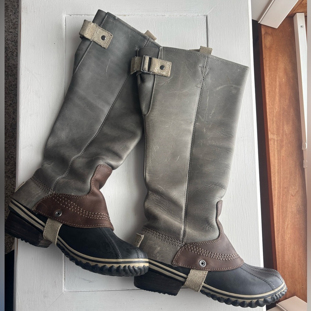 SOREL SLIMPACK TALL Women’s Leather RIDING BOOT! Shale gray, GREAT PRICE!!!